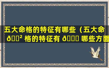 五大命格的特征有哪些（五大命 🌲 格的特征有 🐛 哪些方面）